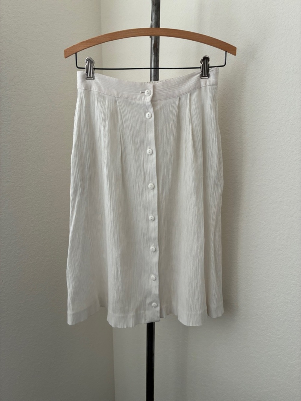 Vintage 80s 90s White Button Down Full Skirt sz 6 Gauze Pockets Minimal Coastal